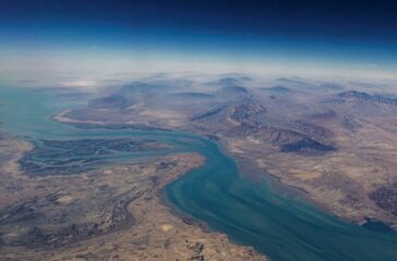 FILE PHOTO: An aerial view of the island of Qeshm, separated from the Iranian mainland by the Clarence Strait